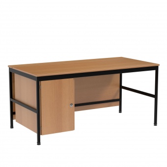 EDV-Lehrertisch, 160x80 cm (B/T), 72 cm hoch, offener Blechkabelkanal, 